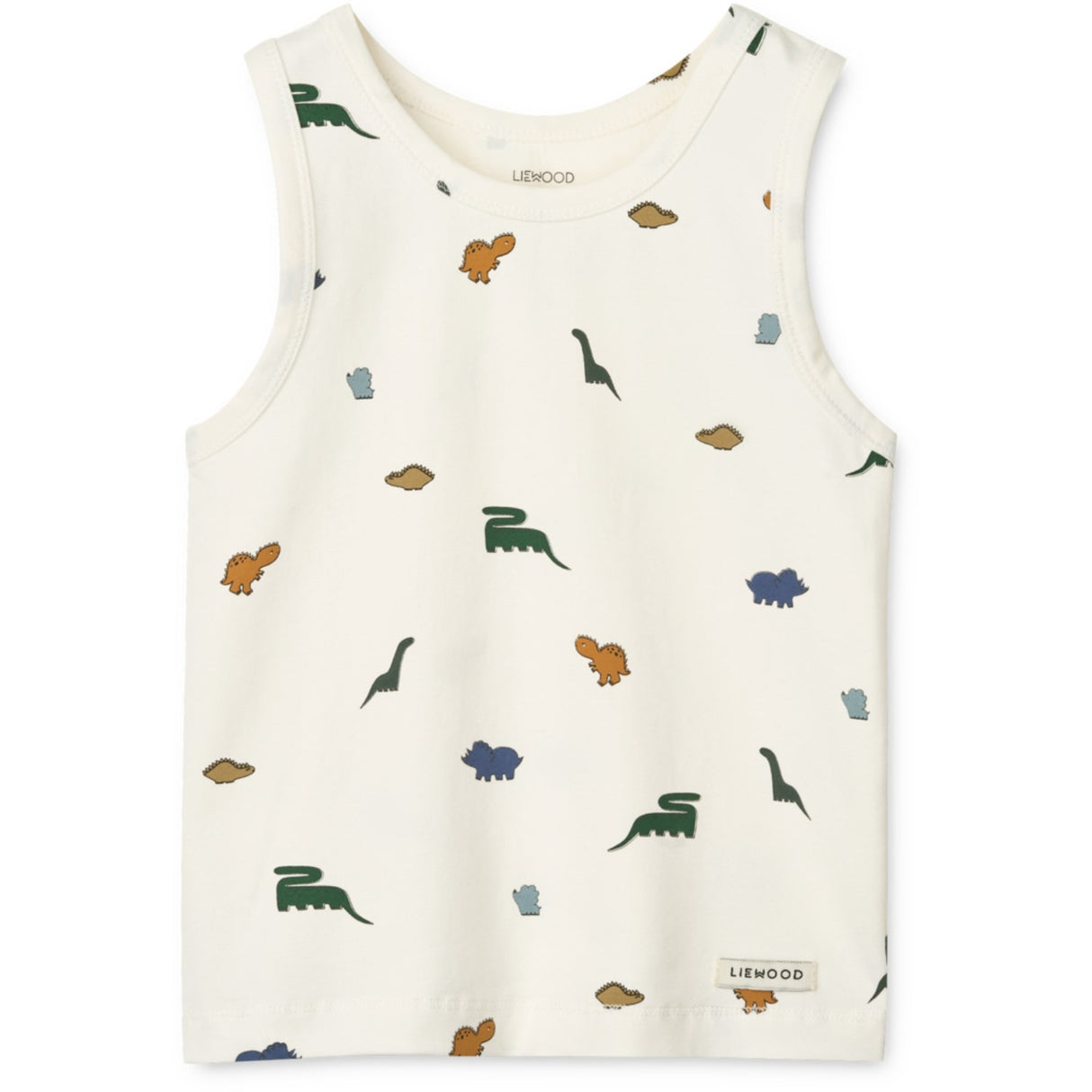 LIEWOOD Mini Dinosaurs Creme / Stripe Mix Faris Printed Tank Top 2-Pack