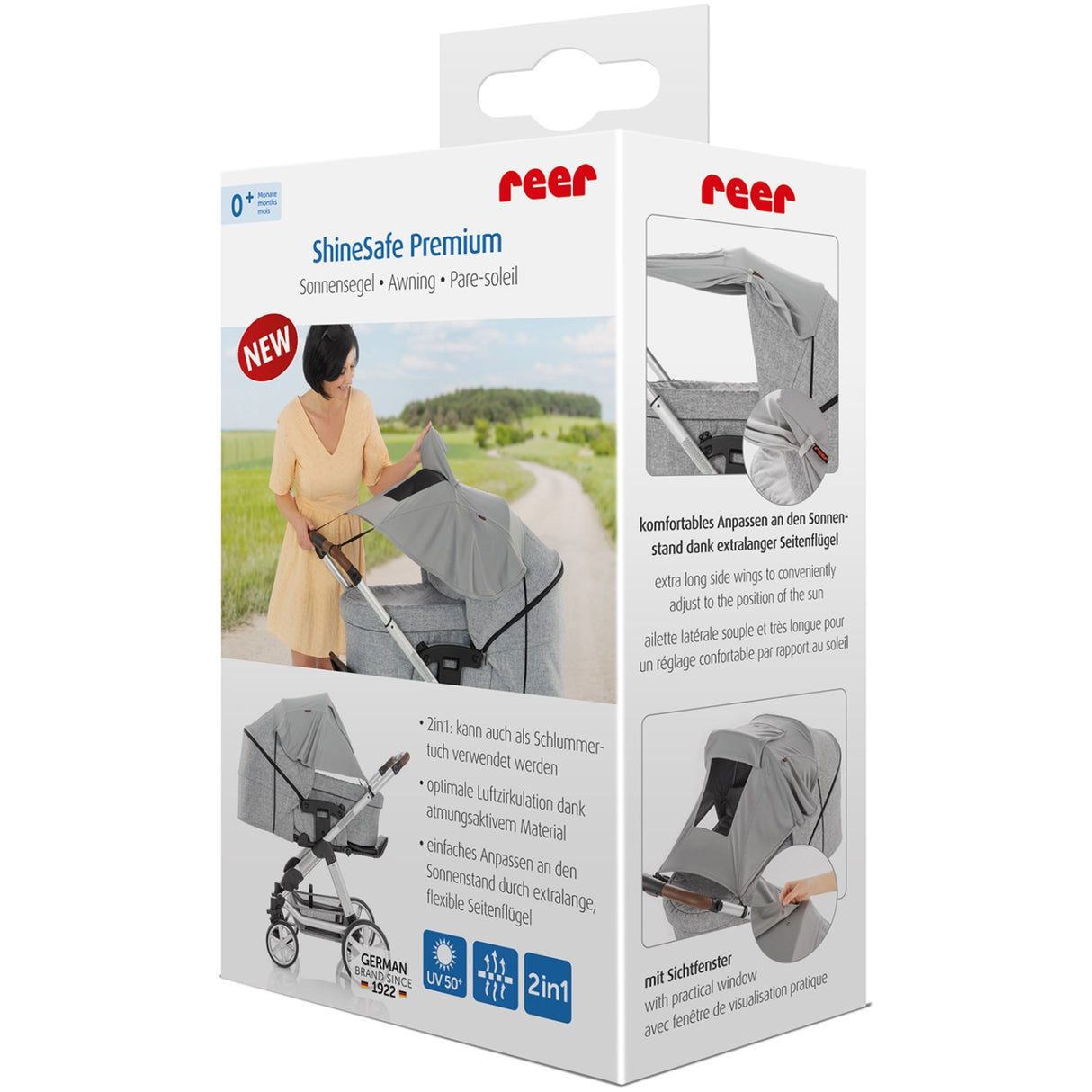 REER Grå ShineSafe - Markise Til Barnevognen