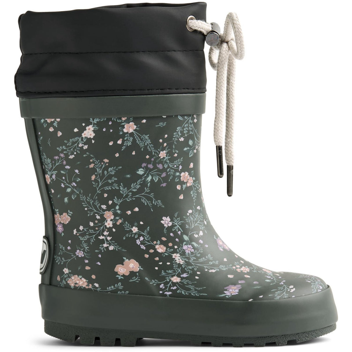 Wheat Forest Lake Checked Flowers Rubber Boot Thermo Print