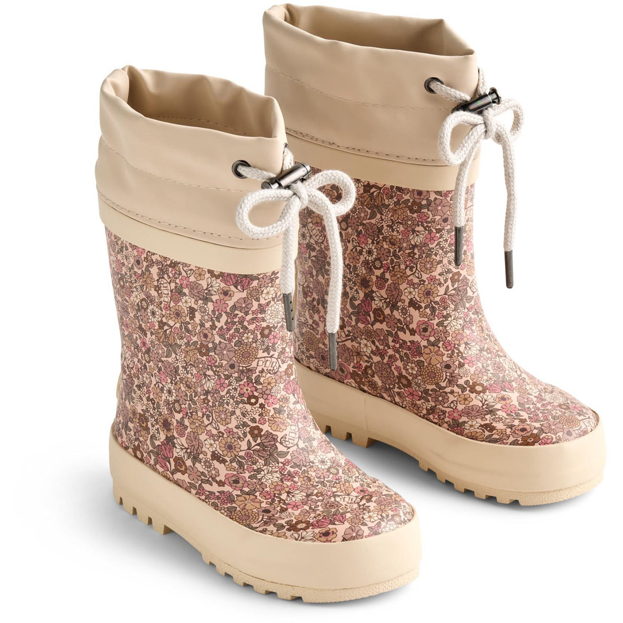 Wheat Rose Dust Flowers Rubber Boot Thermo Print