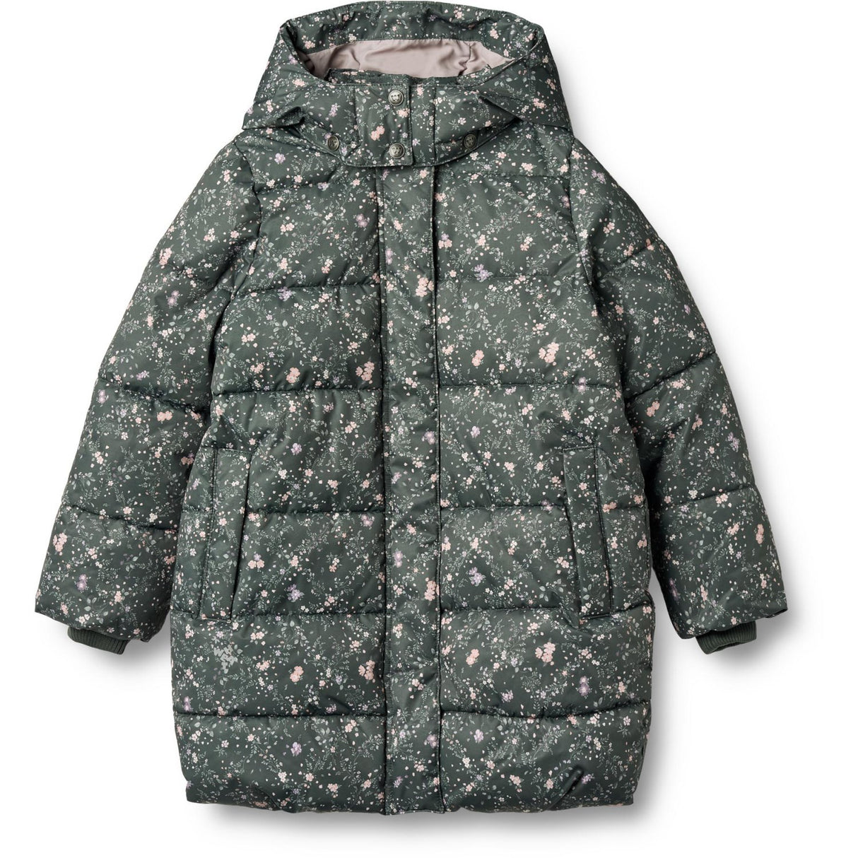 Wheat Forest Lake Checked Flowers Puffer Coat Yrsa