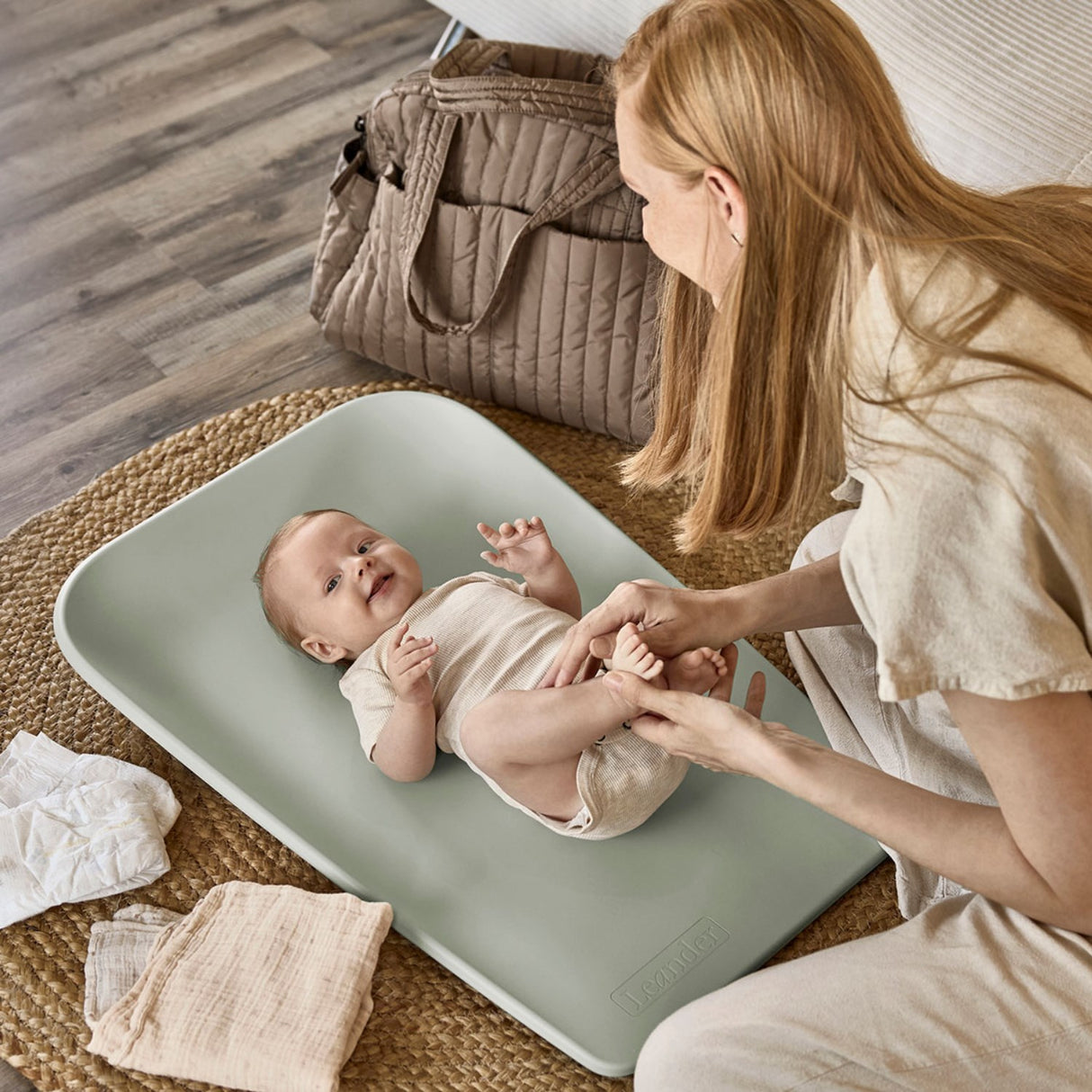 Leander Sage Green Leander Matty™ Mini Changing Pad