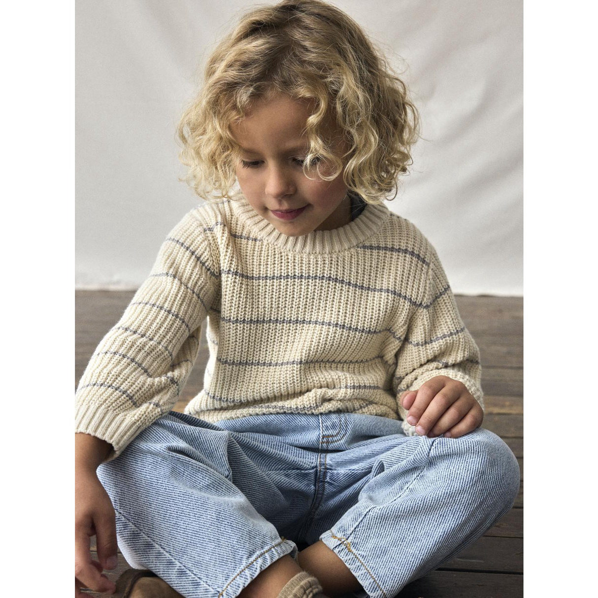 Lil'Atelier Turtledove Nmmemlen Ls Knit Stripes Lil