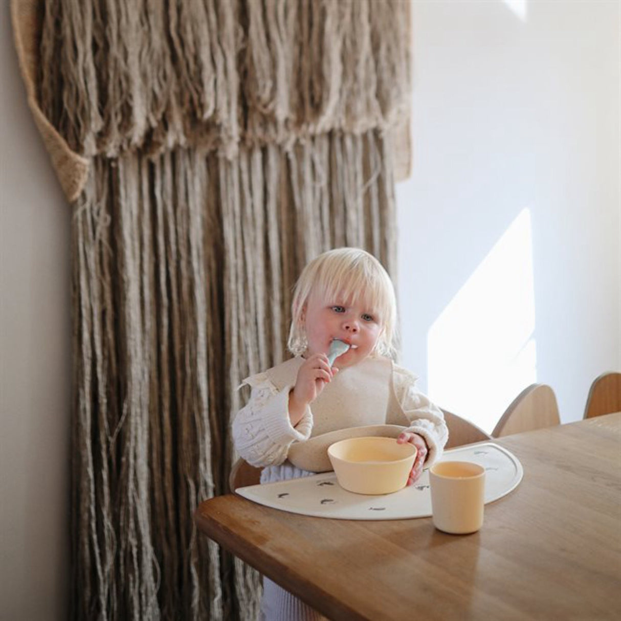 Mushie Cambridge Blue/Shifting Sand Toddler Starter Spoons 2-Pack