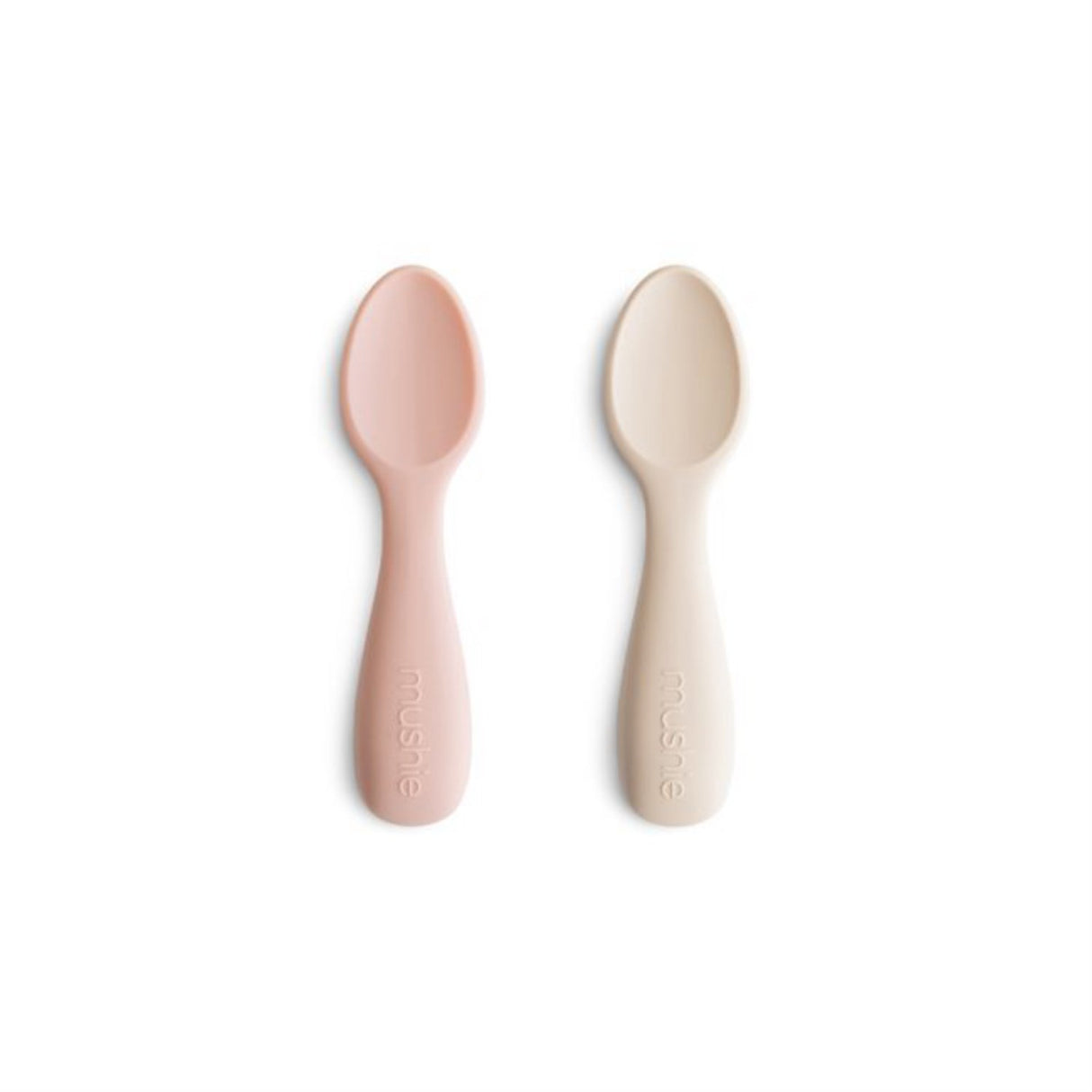 Mushie Blush/Shifting Sand Toddler Starter Spoons 2-Pack