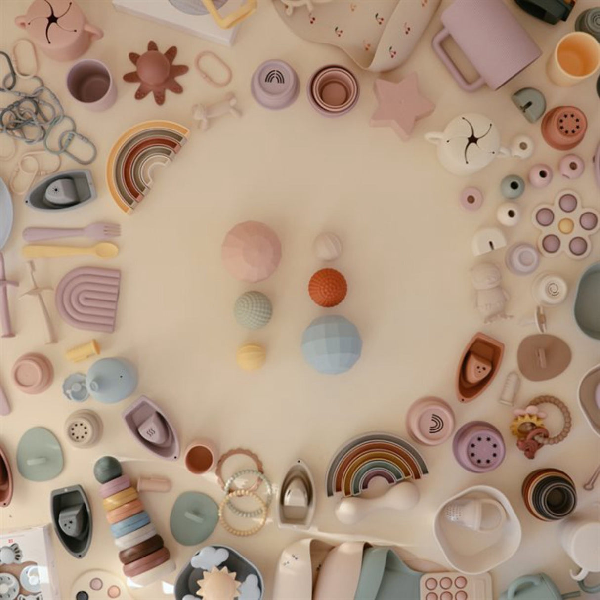 Mushie Blush Nesting Spheres Sensory Toy