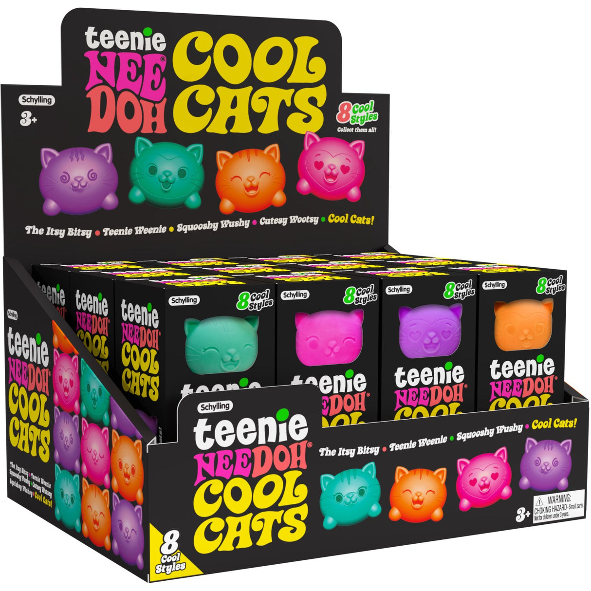 NeeDoh Teenie Cool Cats 3-Pack Asst. CDU