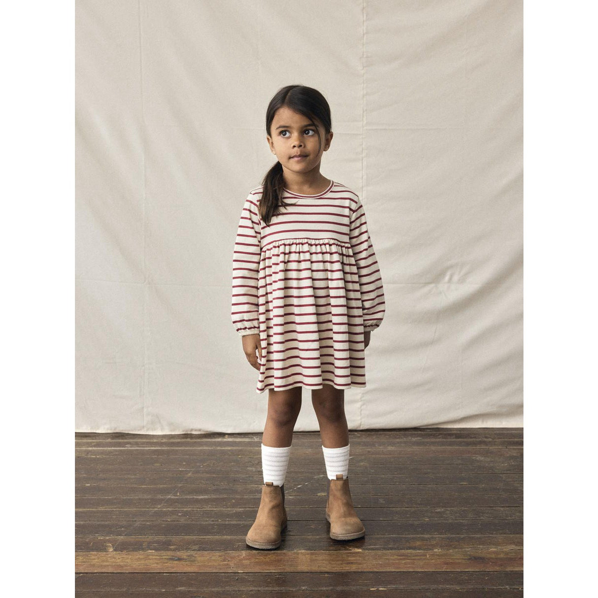 Lil'Atelier Turtledove Red Dahlia Nmflimia Ls Loose Dress Lil