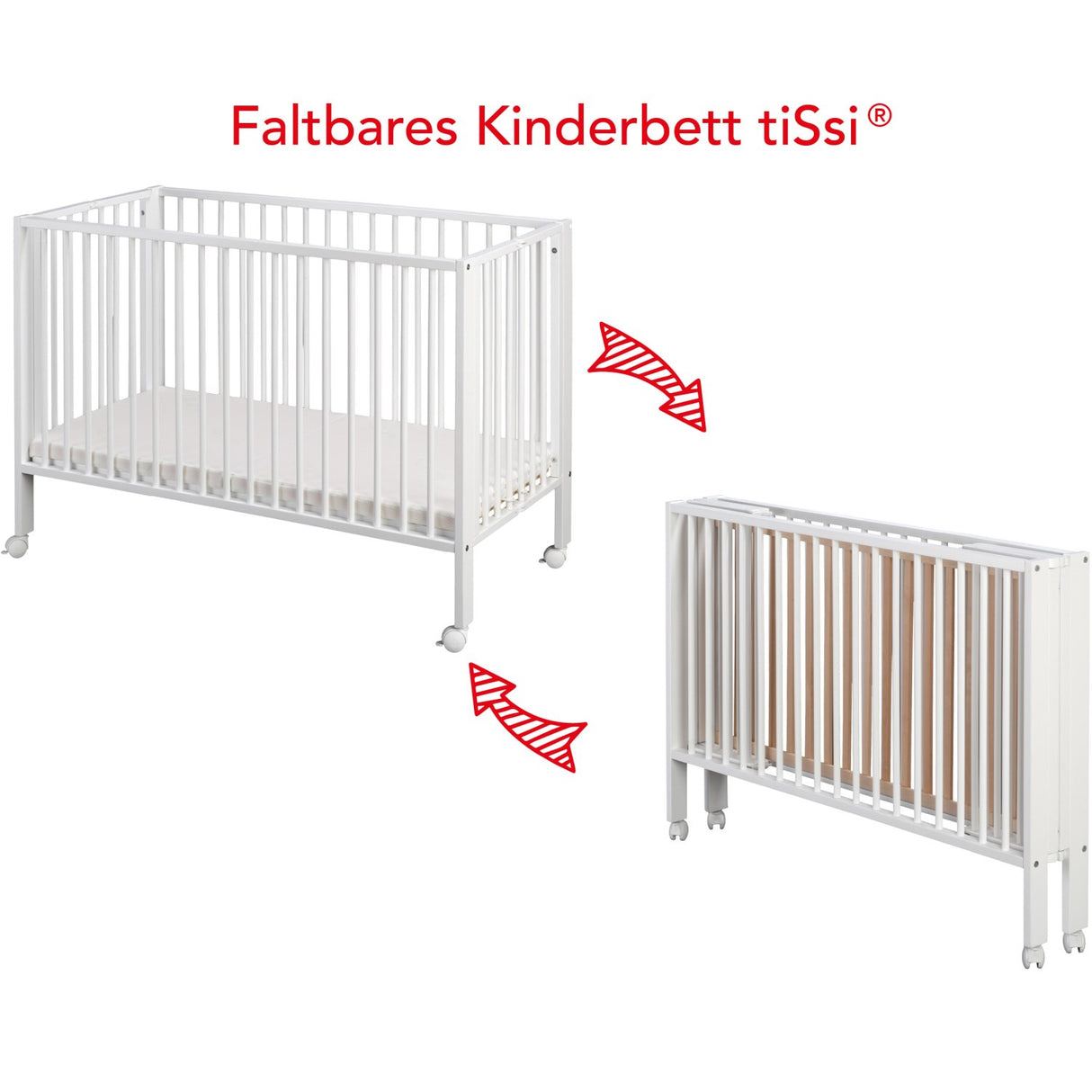 tiSsi® White Laquer Jori Foldable Bed Solid Beech