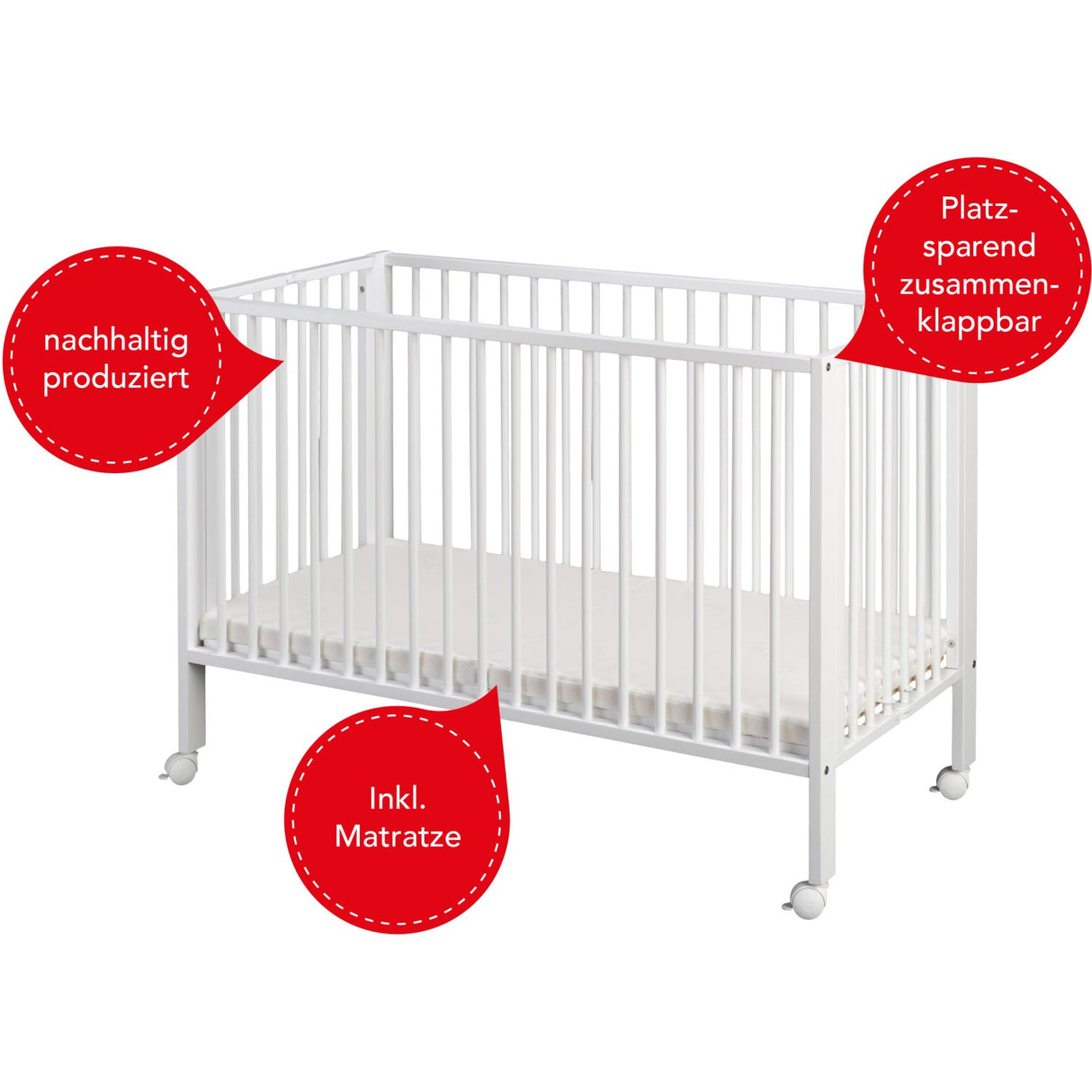 tiSsi® White Laquer Jori Foldable Bed Solid Beech