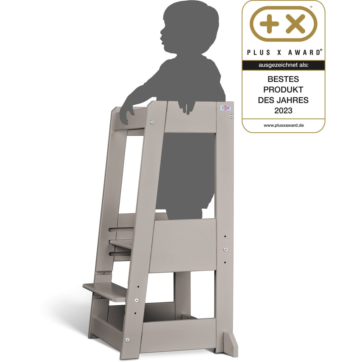 tiSsi® Stormy Grey Laquer Felix Learning Tower Solid Beech
