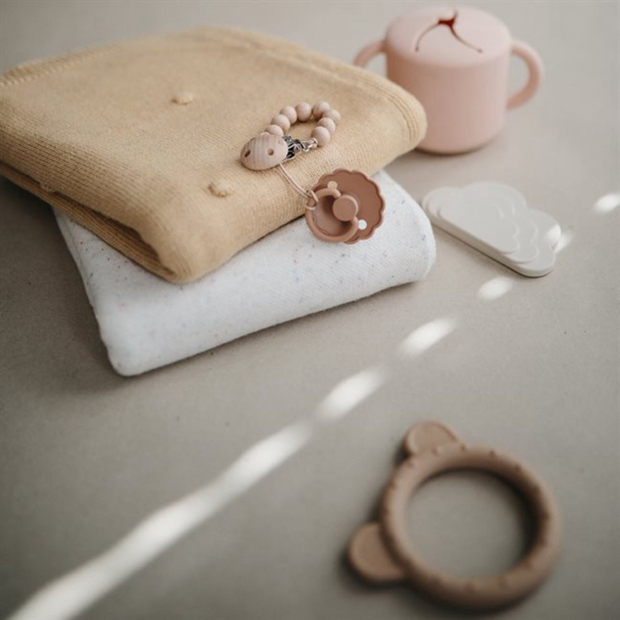 Mushie Ribbed Dark Gray Melange Knitted Baby Blanket