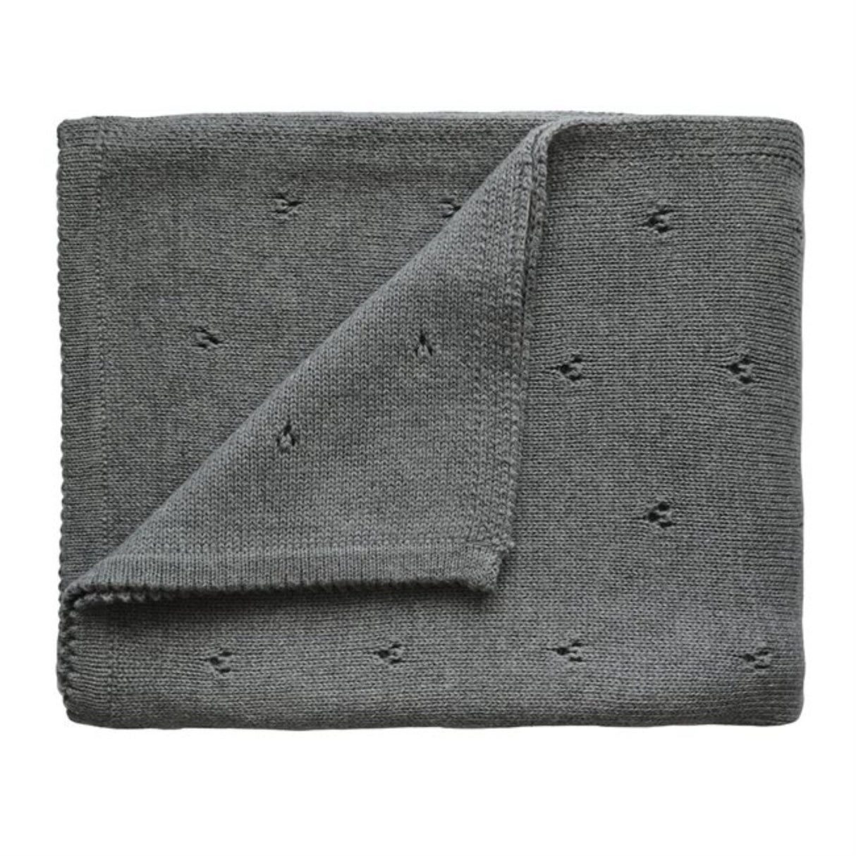 Mushie Pointelle Gray Melange Knitted Baby Blanket