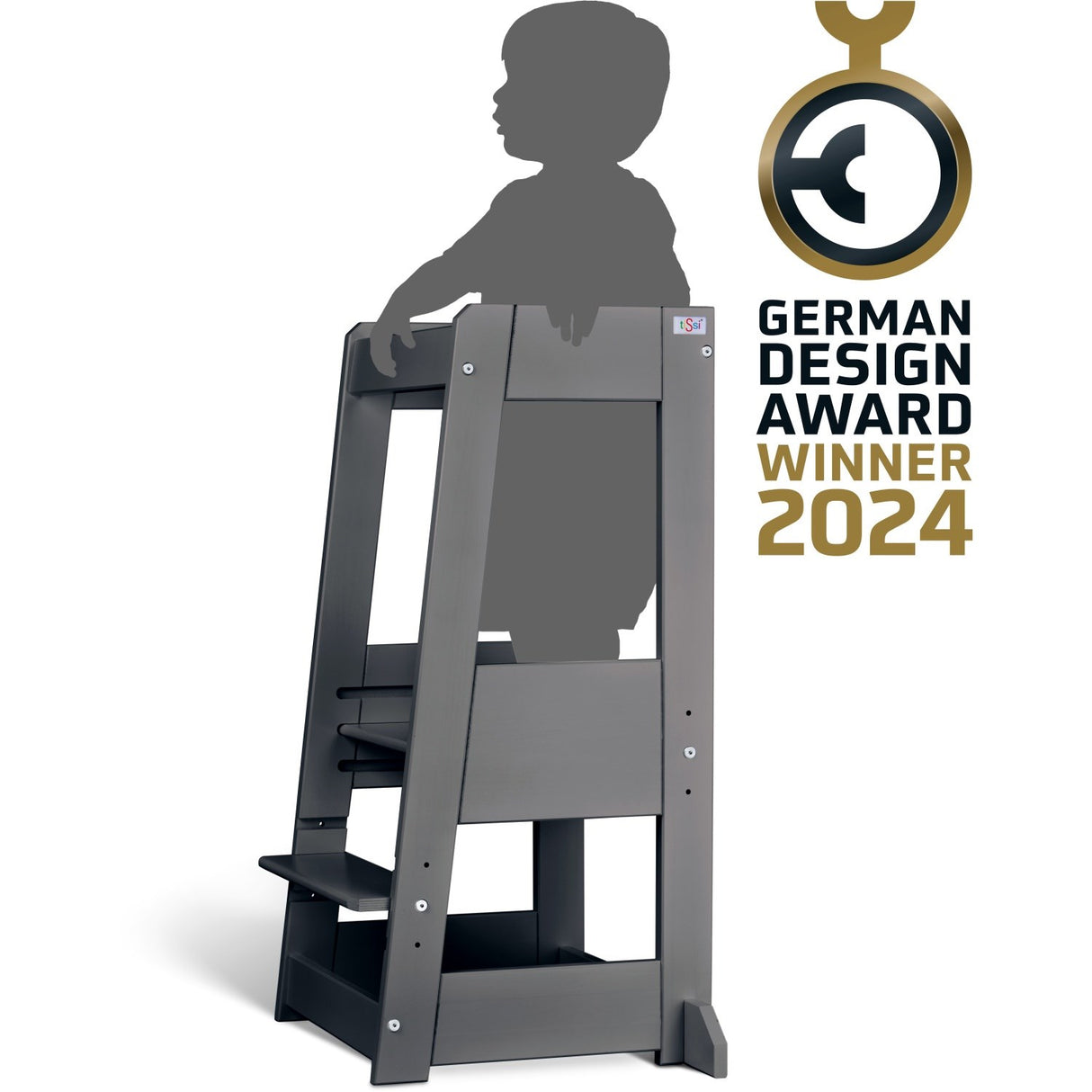 tiSsi® Grey Laquer Felix Learning Tower Solid Beech
