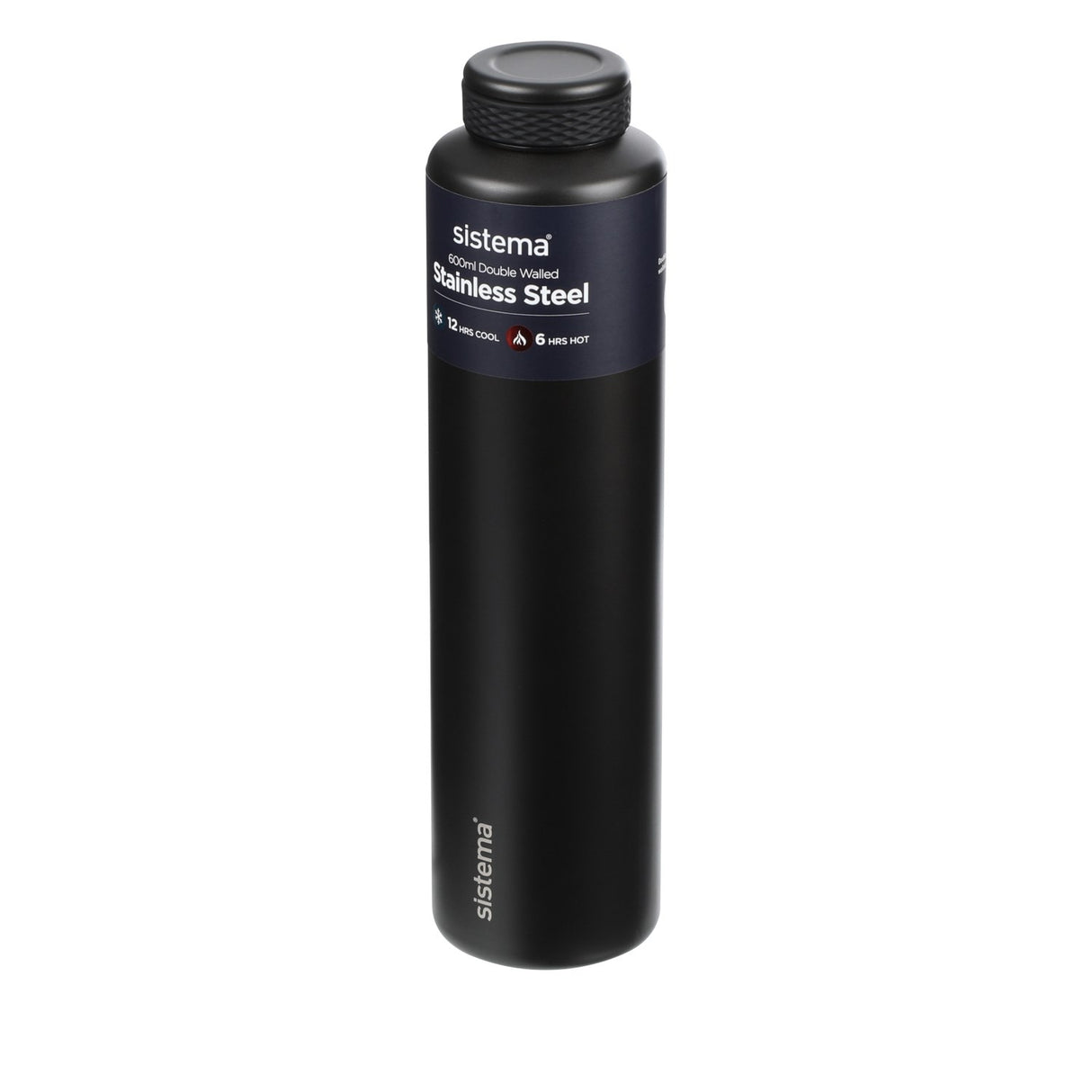 Sistema Black Stainless Steel Water Bottle 600 Ml