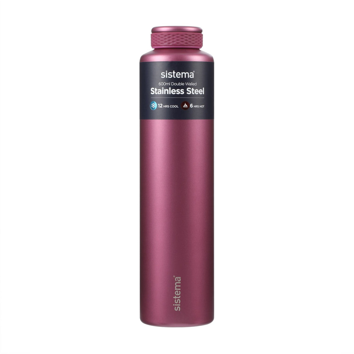 Sistema Fig Purple Stainless Steel Water Bottle 600 Ml