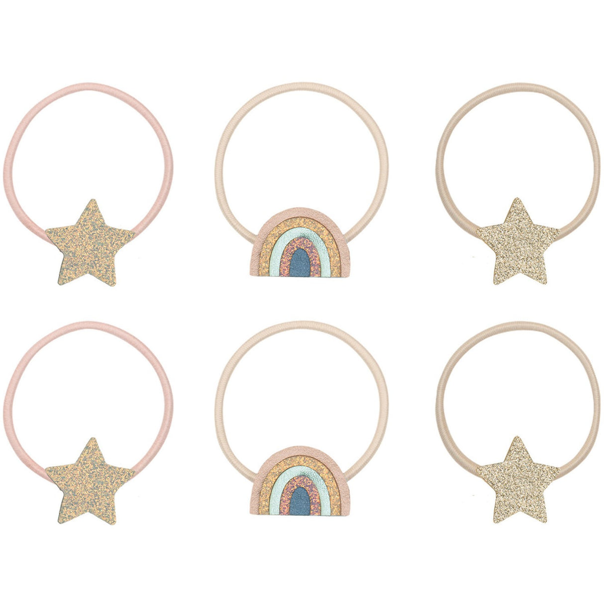 Mimi & Lula 6 Hårelastikker - Rainbow & Star Celeste