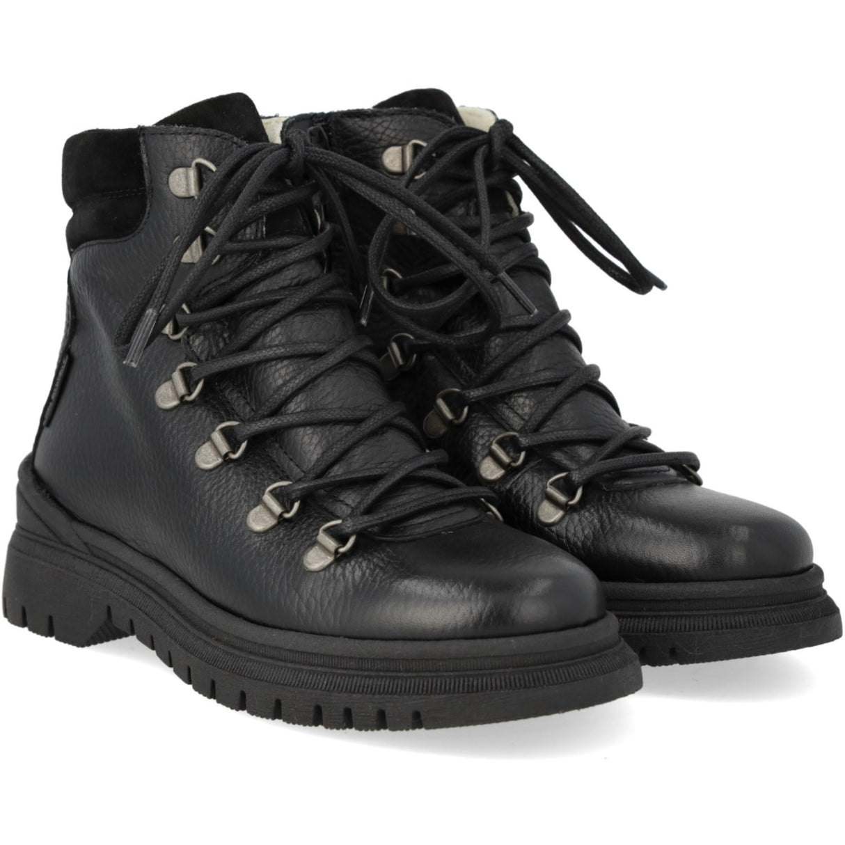 Angulus Black TEX Lace-up Boot with Zipper and Wool Lining