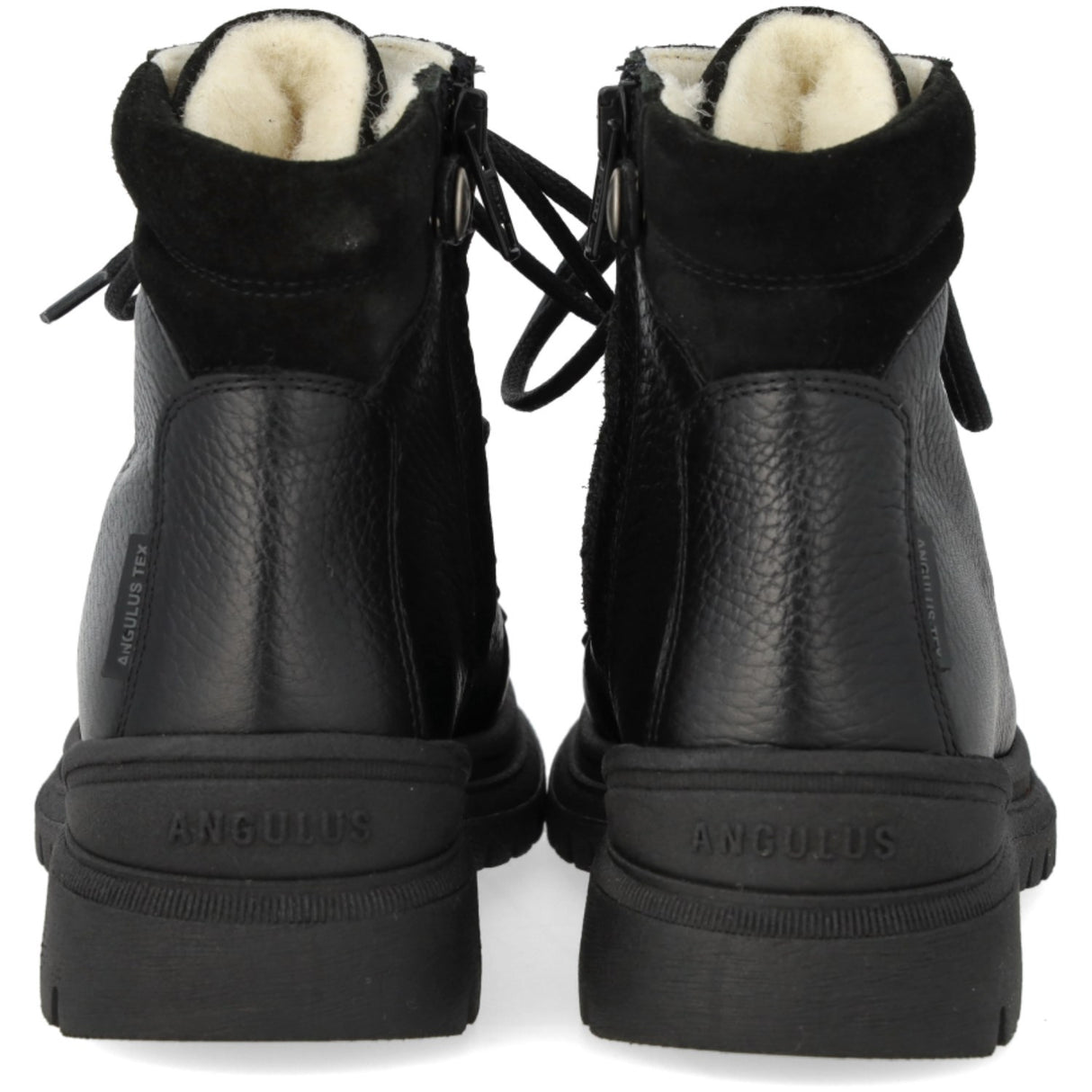 Angulus Black TEX Lace-up Boot with Zipper and Wool Lining