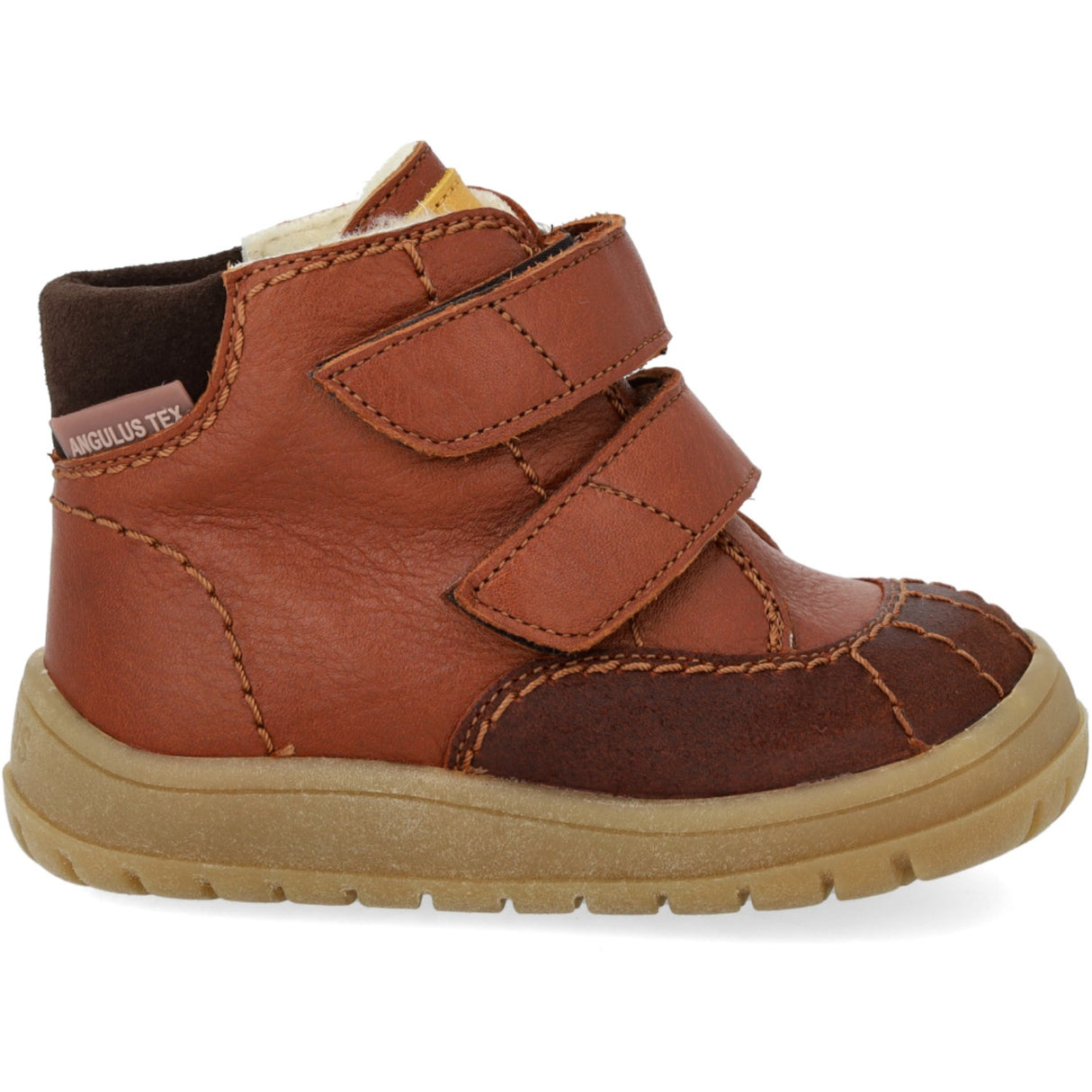 Angulus Cognac/Sun Yellow/Dark Brown Beginner TEX Boot with Contrasting Stitching