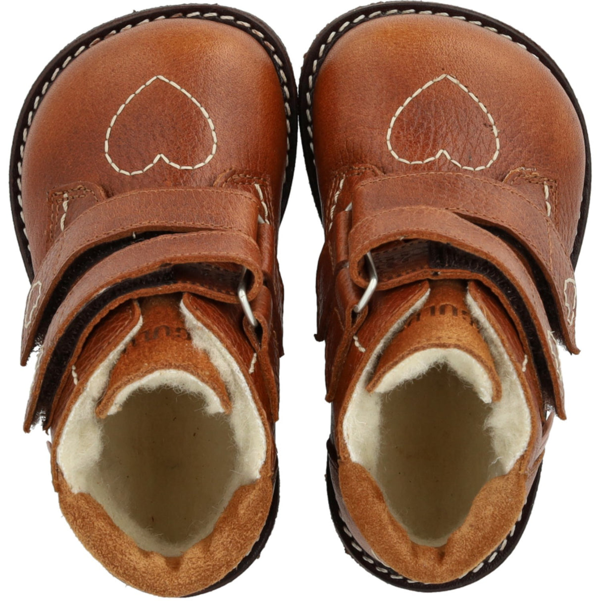 Angulus Cognac/Cognac Beginner TEX Boot with Heart Embroidery