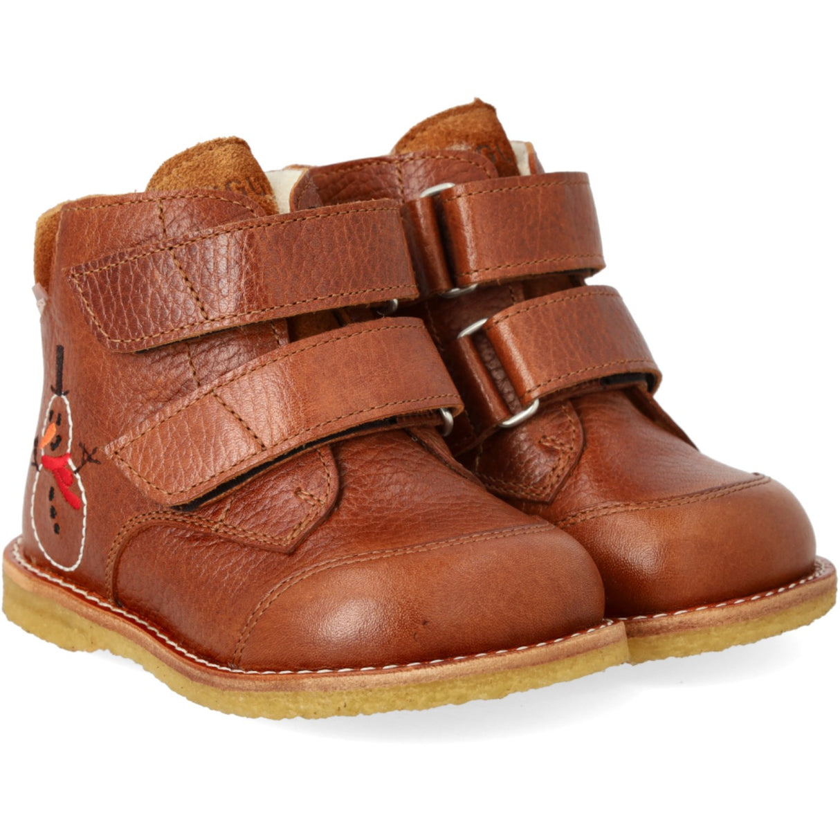 Angulus Cognac/Cognac Beginner TEX Boot with Embroidered Snowman
