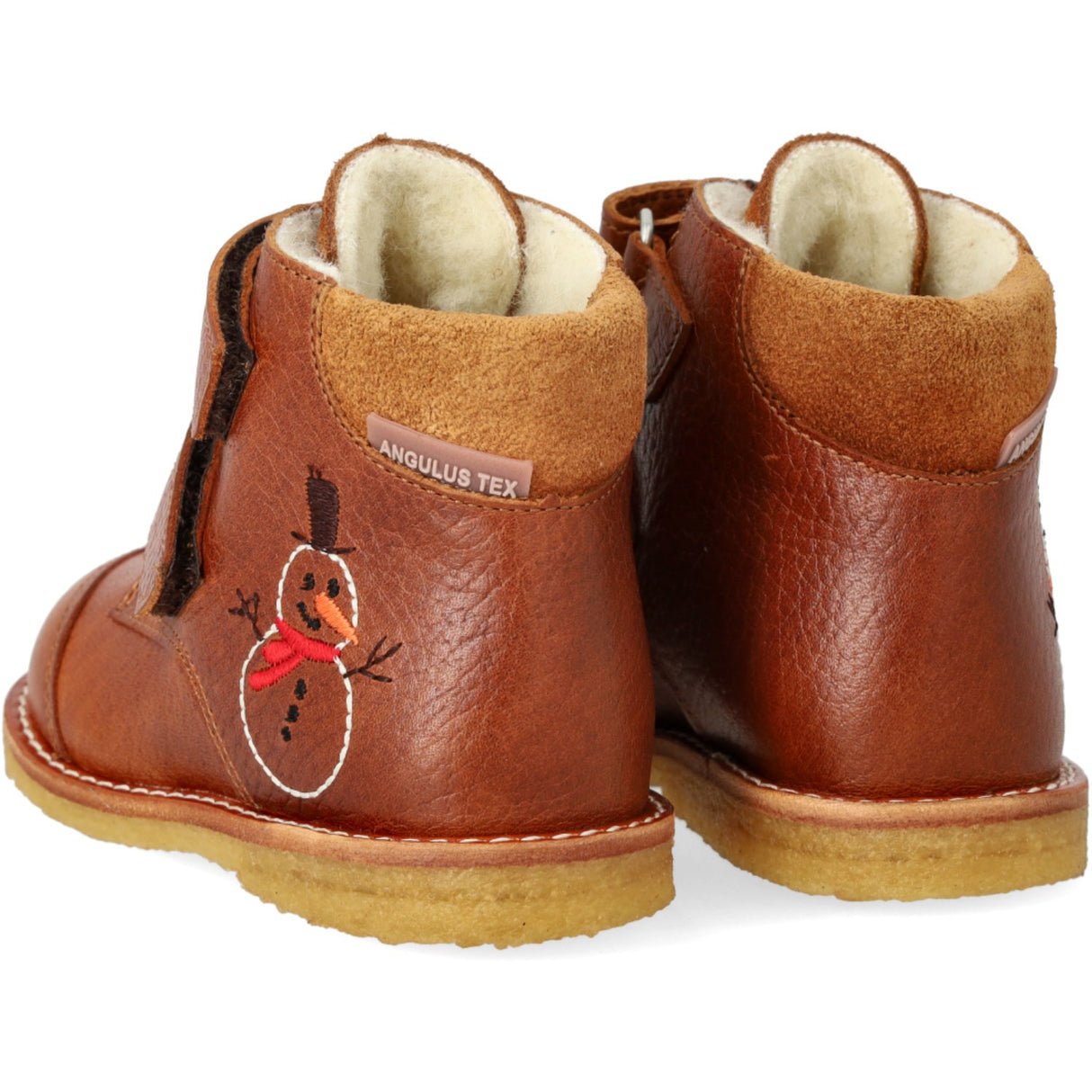 Angulus Cognac/Cognac Beginner TEX Boot with Embroidered Snowman