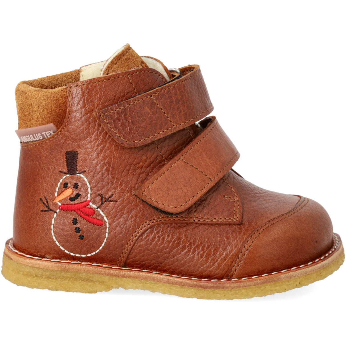 Angulus Cognac/Cognac Beginner TEX Boot with Embroidered Snowman