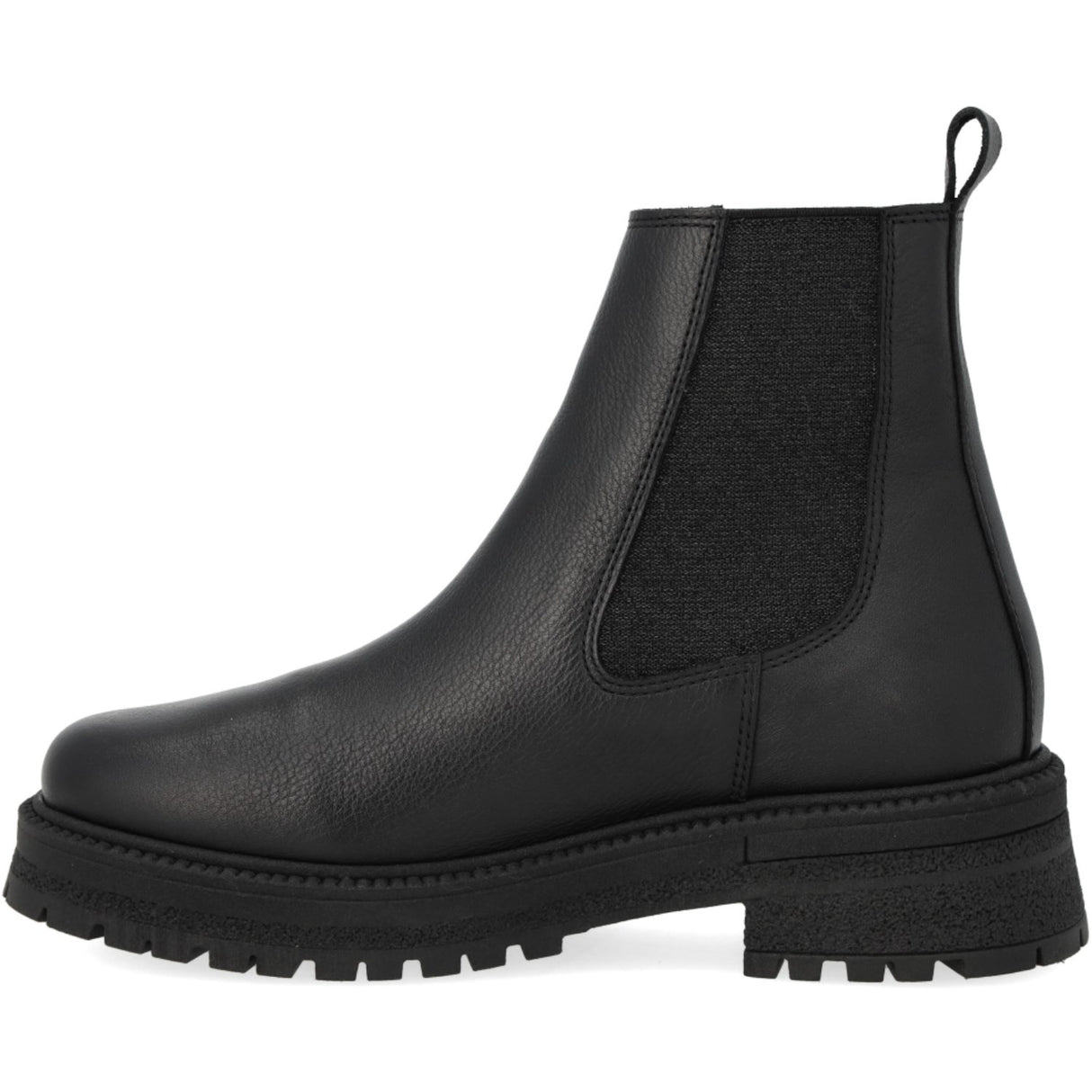 Angulus Black/Black Glitter Elastic Chelsea Boot with Elastic on Track Sole