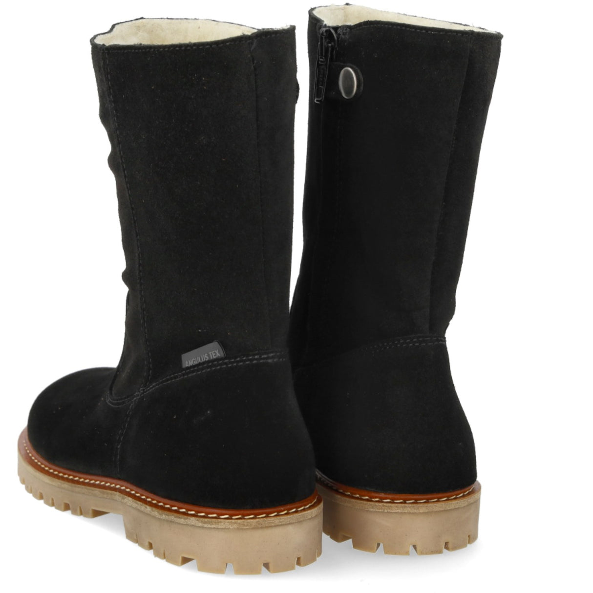 Angulus Black Classic Mid-Rise Suede Boot