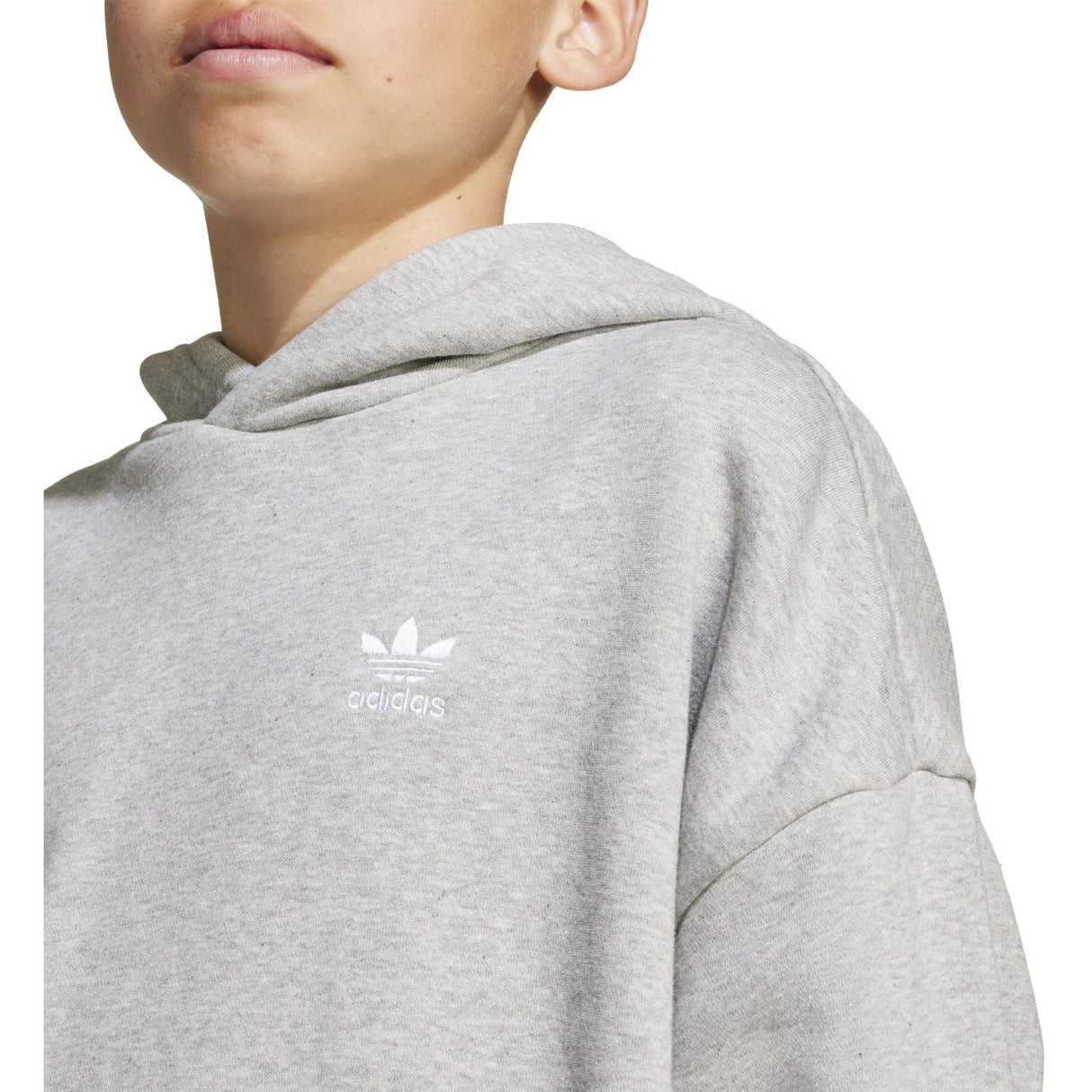 adidas Originals Medium Grey Heather/White Loose Hoodie Fl