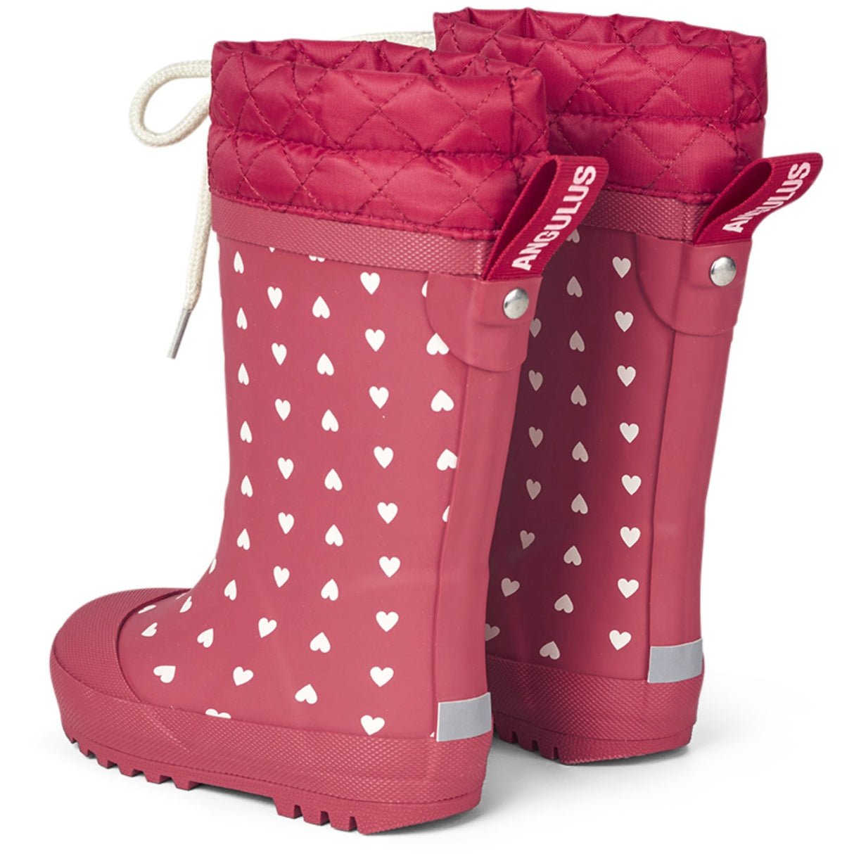 Angulus Red Hearts Print Rubber Boot
