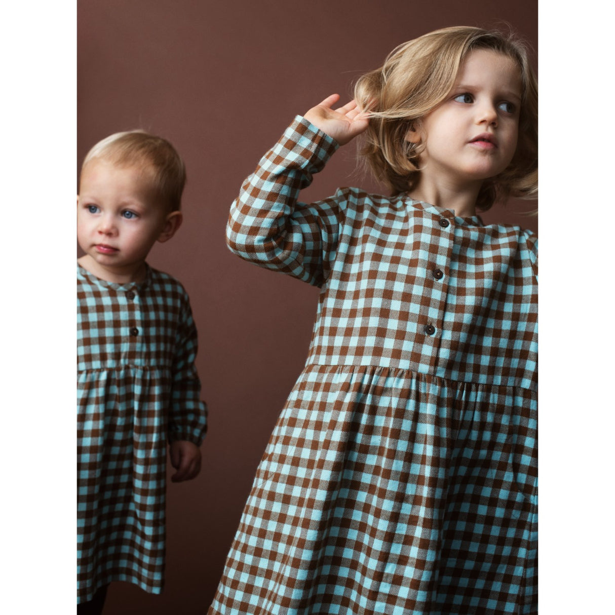 Serendipity Coffee Checks Brushed Dress