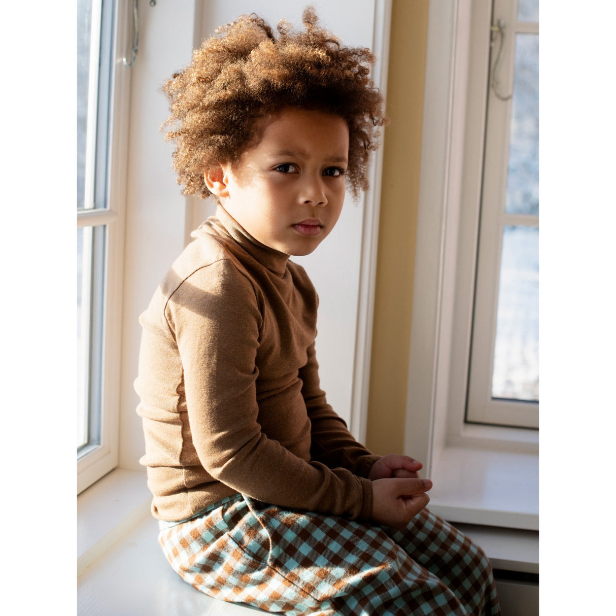 Serendipity Almond Turtleneck Blouse