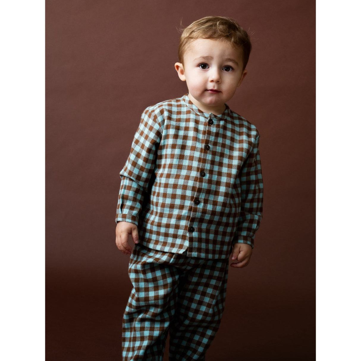 Serendipity Coffee Checks Baby Brushed Shirt