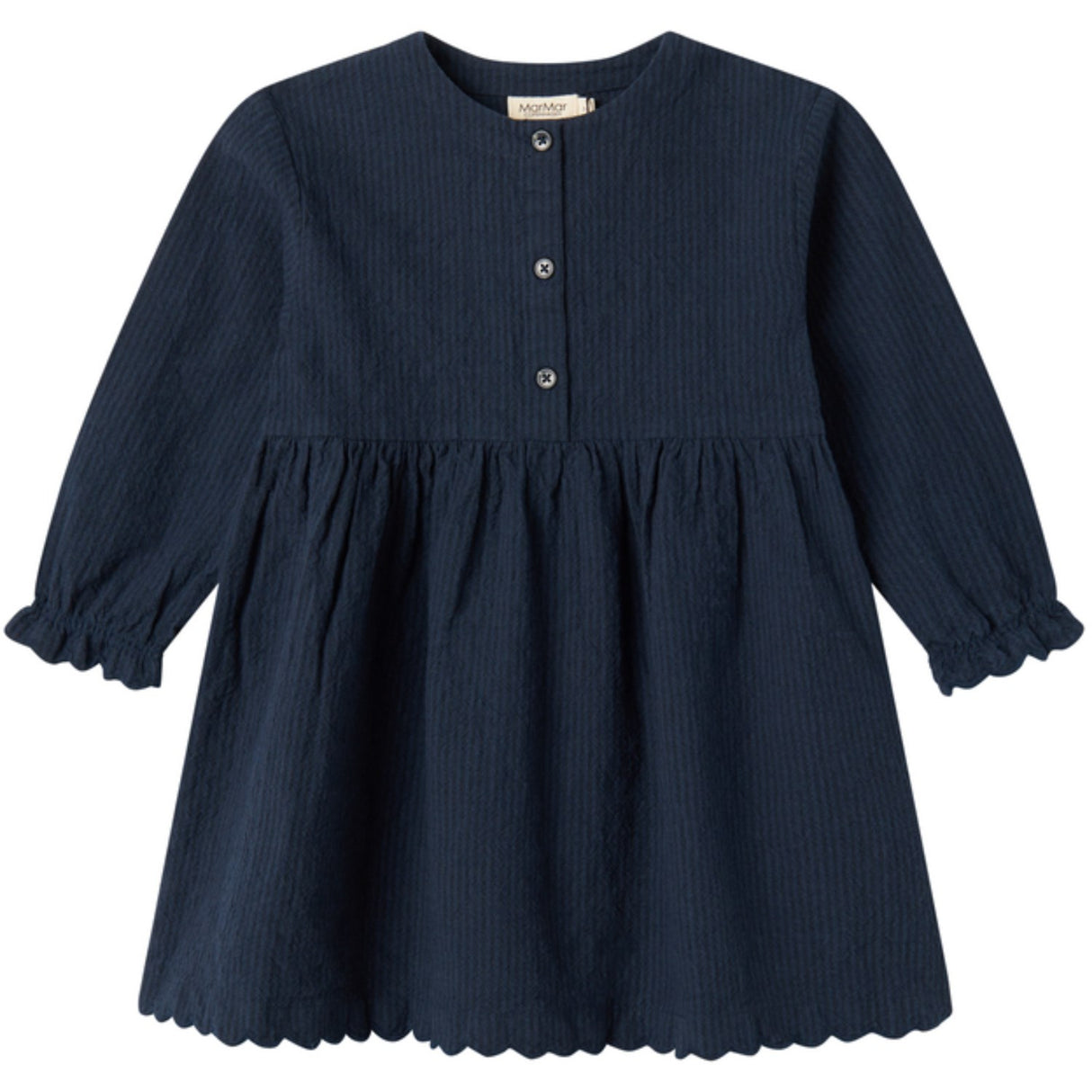 MarMar Chambray Dark Blue Stripe Dagmara Scallop Dress