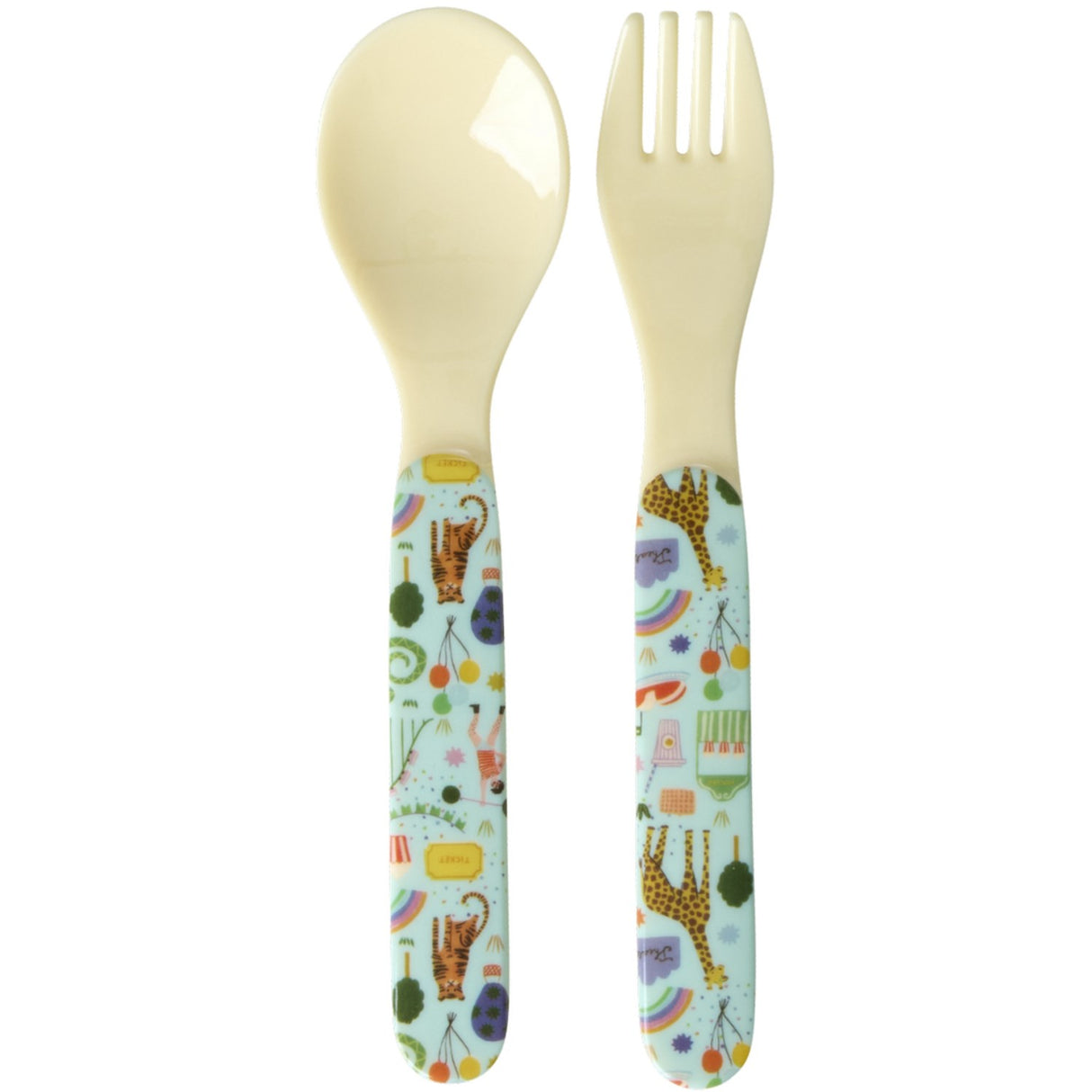 Rice Mint Fun Fair Print Baby Melamine Spoon And Fork