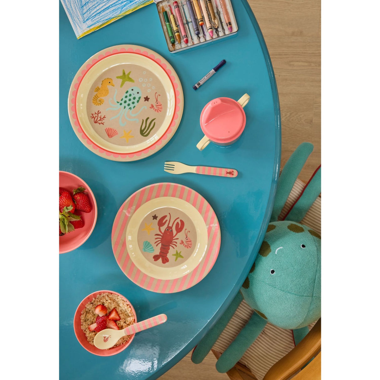 Rice Coral Ocean Print Melamine Kids Lunch Plate