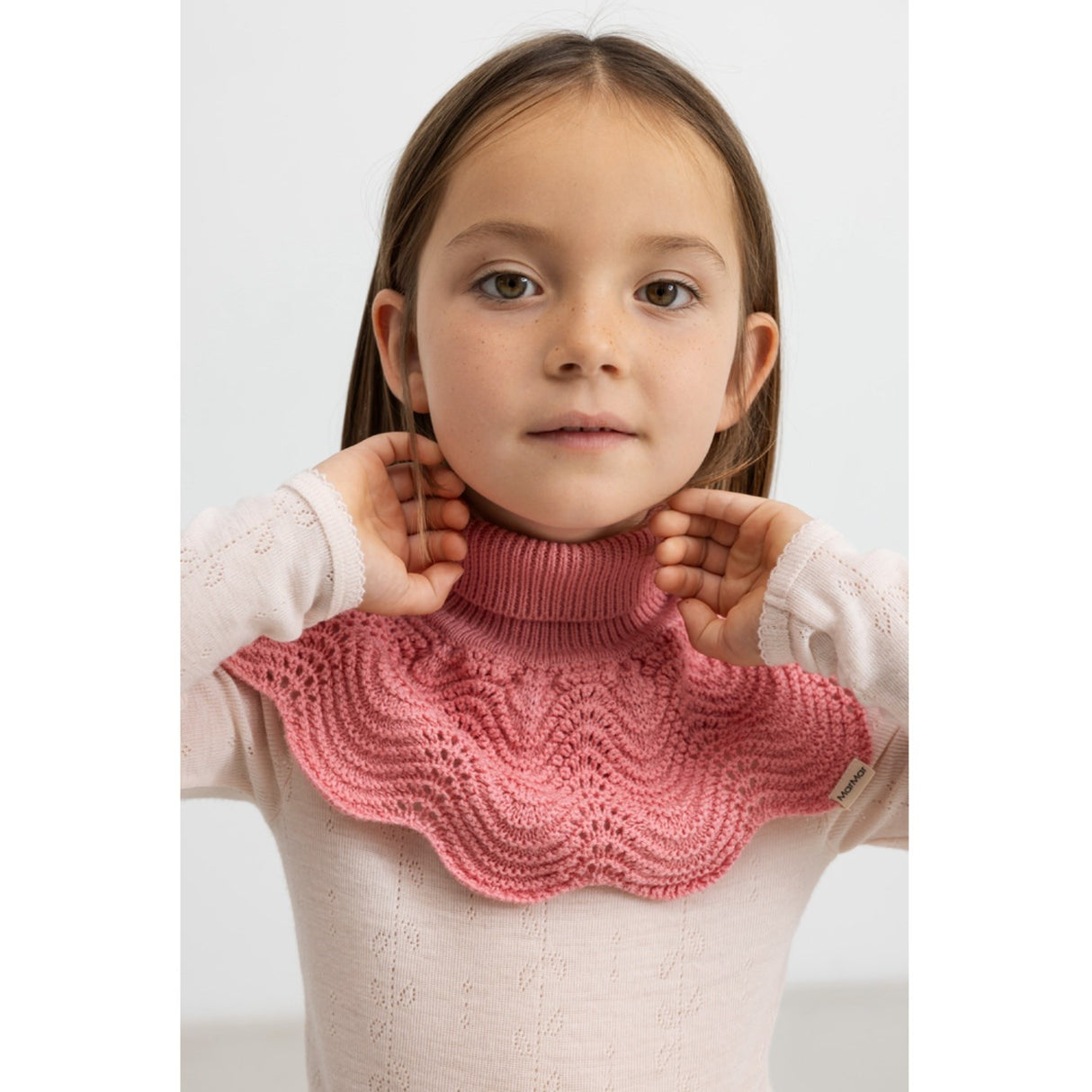 MarMar Light Cotton Wool Lace Raspberry Alani Knitted Neck Warmer