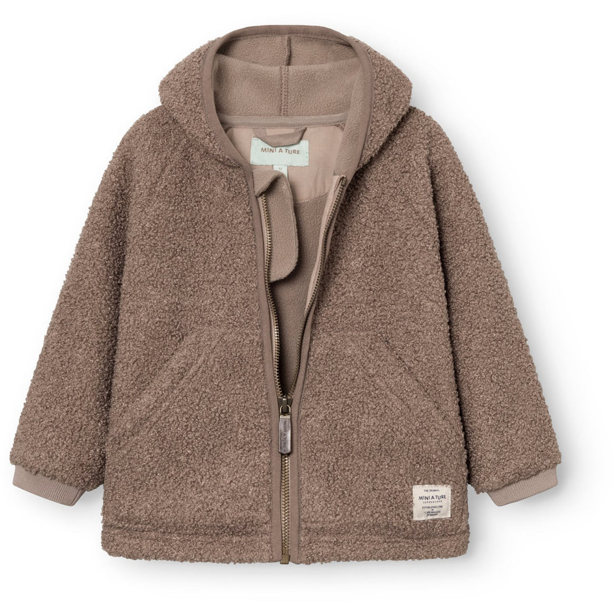 Mini A ture Grey Brown Matliff Teddyfleece Jacket. GRS