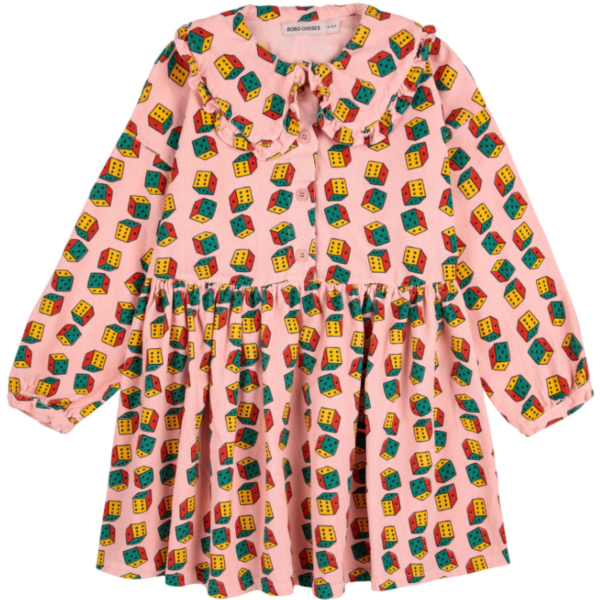 Bobo Choses Pink Dices All Over Micro Corduroy Dress