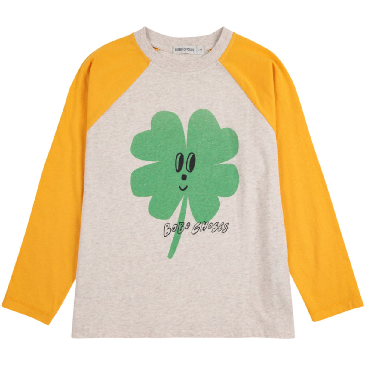 Bobo Choses Yellow Lucky Clover Ranglan Sleeves T-Shirt