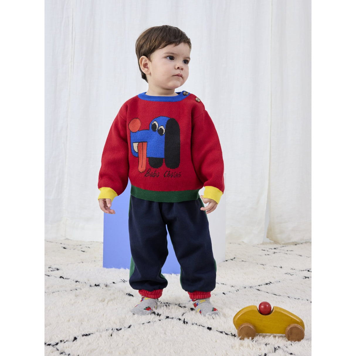 Bobo Choses Red Doggy Mate Jacquard Jumper