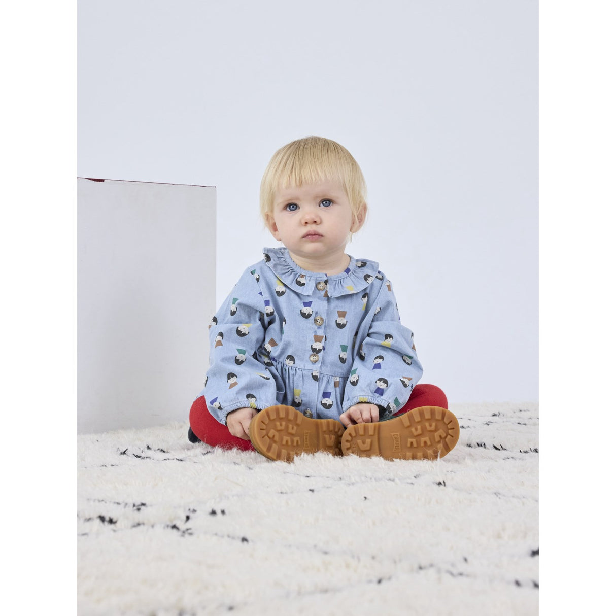Bobo Choses Light Blue Game Pawns All Over Light Denim Dress