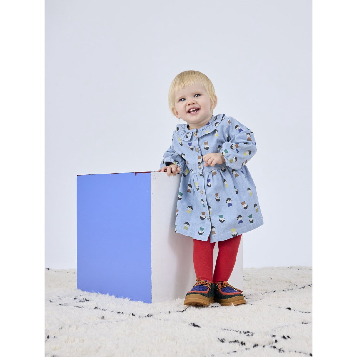 Bobo Choses Light Blue Game Pawns All Over Light Denim Dress
