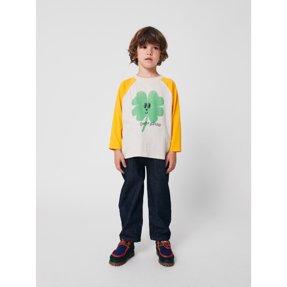Bobo Choses Yellow Lucky Clover Ranglan Sleeves T-Shirt