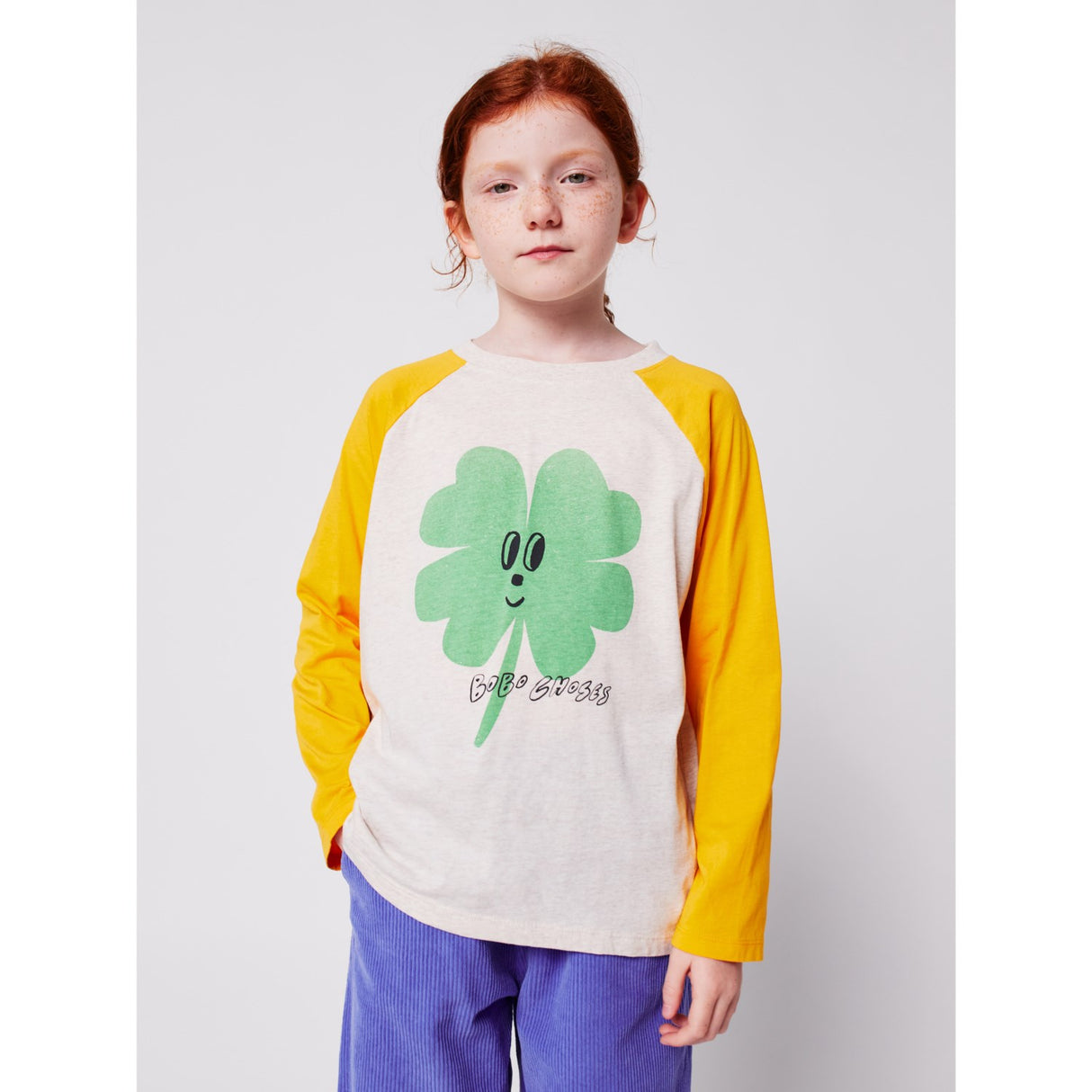 Bobo Choses Yellow Lucky Clover Ranglan Sleeves T-Shirt