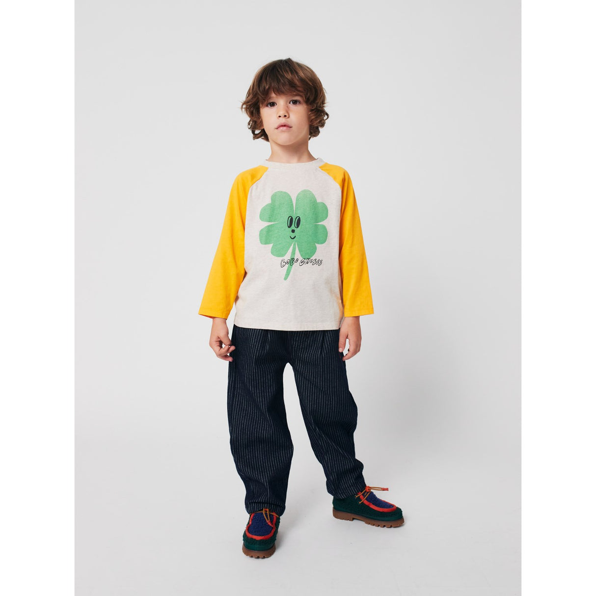 Bobo Choses Yellow Lucky Clover Ranglan Sleeves T-Shirt