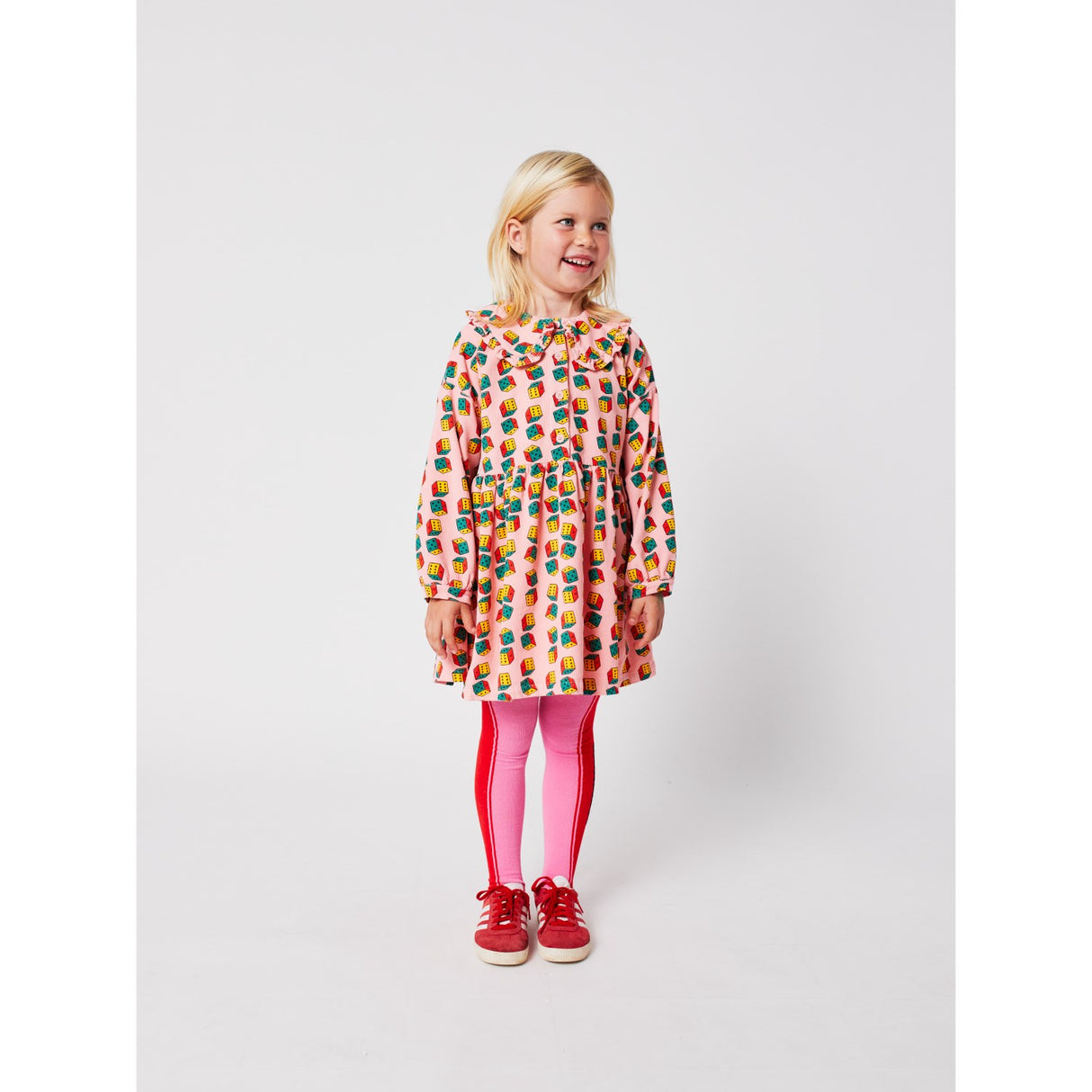 Bobo Choses Pink Dices All Over Micro Corduroy Dress