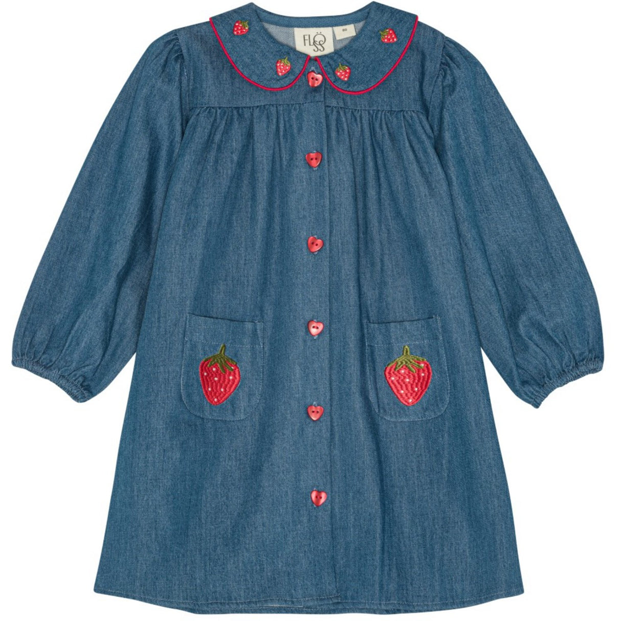 Flöss Mid Blue Strawberry Vilma Dress